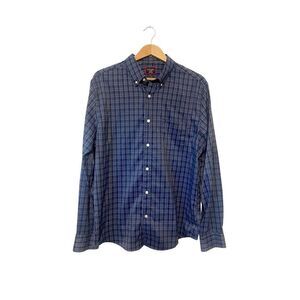 Untuckit Vesparo Slim Fit Navy Blue Check Men’s Button Down Shirt Extra Large XL